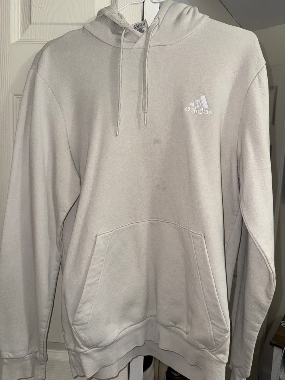 adidas Men’s Light Beige Hoodie - Classic Logo Size medium